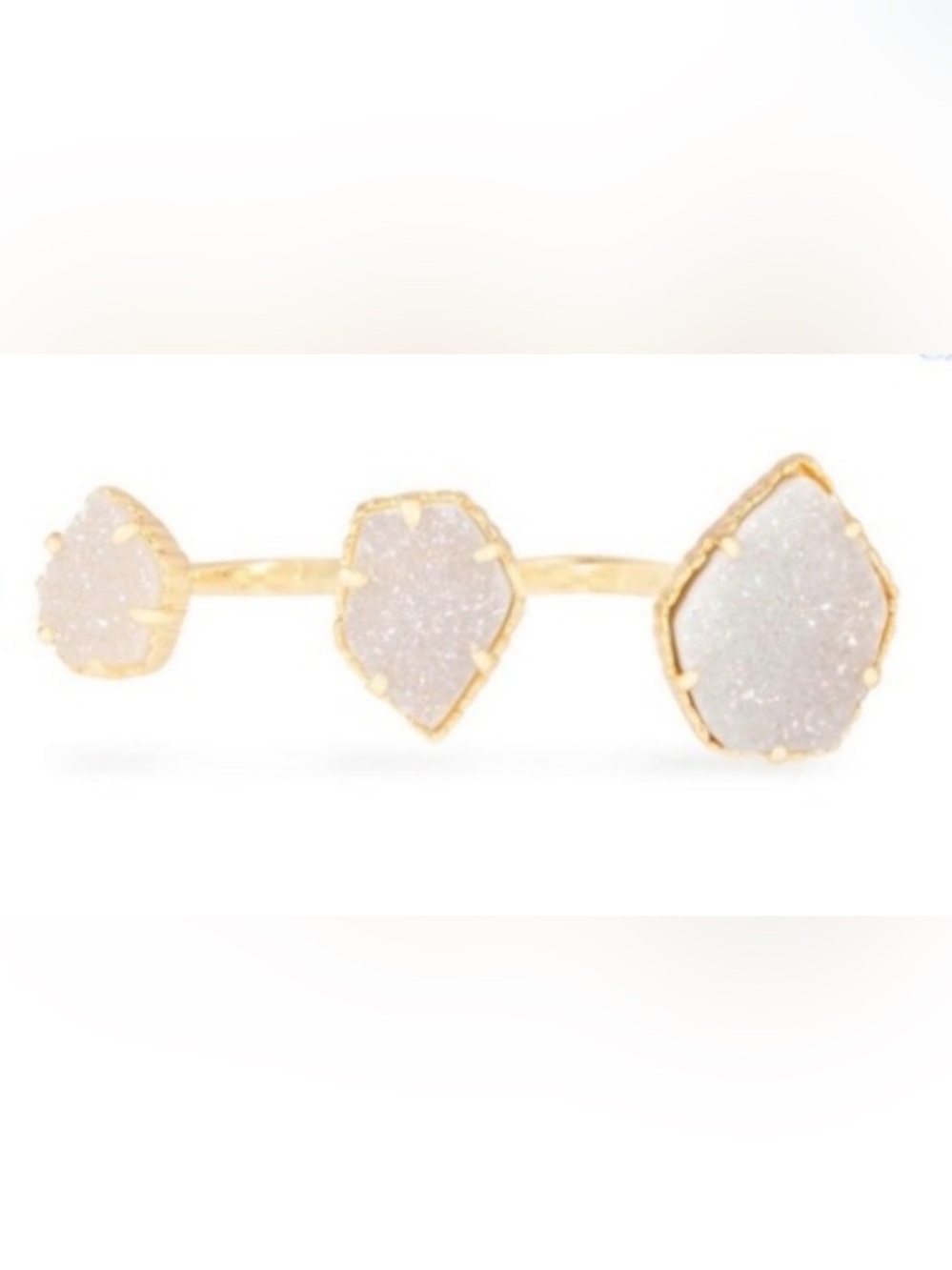Kendra Scott Gold Triple Druzy Ring in Soft Pink-White- Naomi Ring